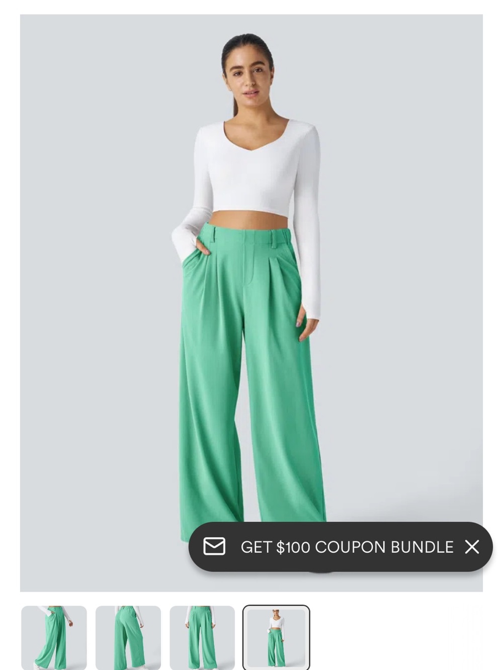 HALARA Wide Leg High-Waist Pants in Mint